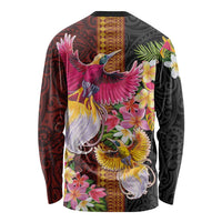 Papua New Guinea Birds and Frangipani Long Sleeve Shirt Melanesian Art Tattoos - Polynesian Pride