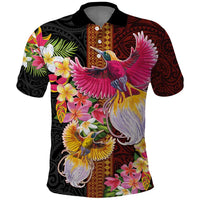 Papua New Guinea Birds and Frangipani Polo Shirt Melanesian Art Tattoos - Polynesian Pride