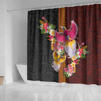 Papua New Guinea Birds and Frangipani Shower Curtain Melanesian Art Tattoos - Polynesian Pride