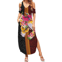 Papua New Guinea Birds and Frangipani Summer Maxi Dress Melanesian Art Tattoos - Polynesian Pride