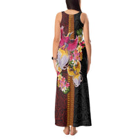 Papua New Guinea Birds and Frangipani Tank Maxi Dress Melanesian Art Tattoos - Polynesian Pride