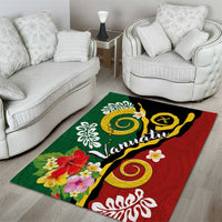 Melanesian Vanuatu Tribal Boar Tusk Area Rug Tropical Plants and Namele Motifs - Polynesian Pride