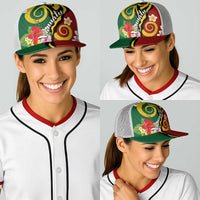 Melanesian Vanuatu Tribal Boar Tusk Baseball Net Cap Tropical Plants and Namele Motifs - Polynesian Pride