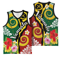 Melanesian Vanuatu Tribal Boar Tusk Basketball Jersey Tropical Plants and Namele Motifs LT03 - Polynesian Pride