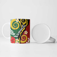 Melanesian Vanuatu Tribal Boar Tusk Ceramic Mug Tropical Plants and Namele Motifs - Polynesian Pride