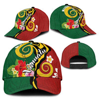 Melanesian Vanuatu Tribal Boar Tusk Classic Cap Tropical Plants and Namele Motifs LT03 - Polynesian Pride