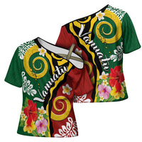 Melanesian Vanuatu Tribal Boar Tusk Cross Shoulder Shirt Tropical Plants and Namele Motifs LT03 - Polynesian Pride