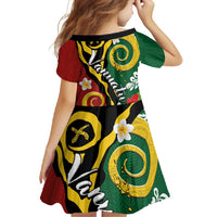 Melanesian Vanuatu Tribal Boar Tusk Family Matching Long Sleeve Bodycon Dress and Hawaiian Shirt Tropical Plants and Namele Motifs - Polynesian Pride