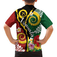 Melanesian Vanuatu Tribal Boar Tusk Family Matching Puletasi and Hawaiian Shirt Tropical Plants and Namele Motifs LT03 - Polynesian Pride