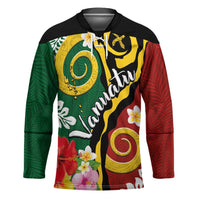 Melanesian Vanuatu Tribal Boar Tusk Hockey Jersey Tropical Plants and Namele Motifs LT03 Unisex Green - Polynesian Pride