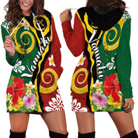 Melanesian Vanuatu Tribal Boar Tusk Hoodie Dress Tropical Plants and Namele Motifs - Polynesian Pride