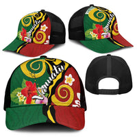 Melanesian Vanuatu Tribal Boar Tusk Mesh Trucker Cap Tropical Plants and Namele Motifs LT03 - Polynesian Pride