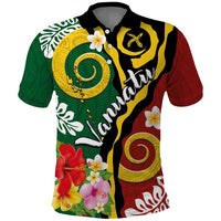 Melanesian Vanuatu Tribal Boar Tusk Polo Shirt Tropical Plants and Namele Motifs LT03 Green - Polynesian Pride