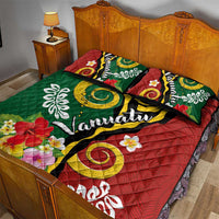 Melanesian Vanuatu Tribal Boar Tusk Quilt Bed Set Tropical Plants and Namele Motifs - Polynesian Pride