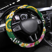 Melanesian Vanuatu Tribal Boar Tusk Steering Wheel Cover Tropical Plants and Namele Motifs - Polynesian Pride