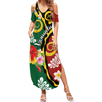 Melanesian Vanuatu Tribal Boar Tusk Summer Maxi Dress Tropical Plants and Namele Motifs - Polynesian Pride