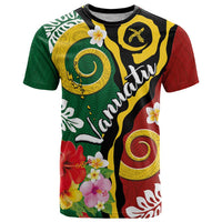 Melanesian Vanuatu Tribal Boar Tusk T Shirt Tropical Plants and Namele Motifs - Polynesian Pride