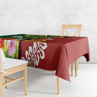 Melanesian Vanuatu Tribal Boar Tusk Tablecloth Tropical Plants and Namele Motifs - Polynesian Pride