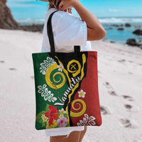 Melanesian Vanuatu Tribal Boar Tusk Tote Bag Tropical Plants and Namele Motifs - Polynesian Pride
