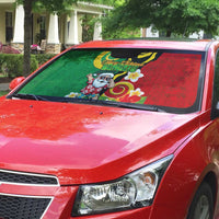 Vanuatu Christmas Auto Sun Shade Funny Santa with Namele and Boar Tusk Tribal - Polynesian Pride