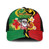Vanuatu Christmas Baseball Net Cap Funny Santa with Namele and Boar Tusk Tribal LT03 One Size Black Green - Polynesian Pride