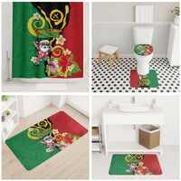 Vanuatu Christmas Bathroom Set Funny Santa with Namele and Boar Tusk Tribal - Polynesian Pride