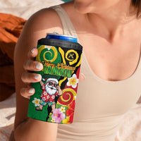Vanuatu Christmas 4 in 1 Can Cooler Tumbler Funny Santa with Namele and Boar Tusk Tribal - Polynesian Pride