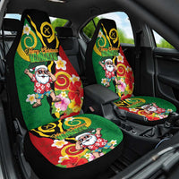 Vanuatu Christmas Car Seat Cover Funny Santa with Namele and Boar Tusk Tribal - Polynesian Pride