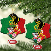 Vanuatu Christmas Ceramic Ornament Funny Santa with Namele and Boar Tusk Tribal - Polynesian Pride