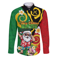 Vanuatu Christmas Family Matching Off Shoulder Maxi Dress and Hawaiian Shirt Funny Santa with Namele and Boar Tusk Tribal - Polynesian Pride
