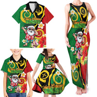 Vanuatu Christmas Family Matching Tank Maxi Dress and Hawaiian Shirt Funny Santa with Namele and Boar Tusk Tribal - Polynesian Pride
