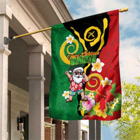 Vanuatu Christmas Garden Flag Funny Santa with Namele and Boar Tusk Tribal - Polynesian Pride