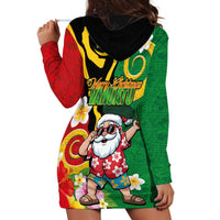 Vanuatu Christmas Hoodie Dress Funny Santa with Namele and Boar Tusk Tribal - Polynesian Pride