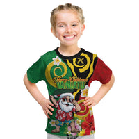 Vanuatu Christmas Kid T Shirt Funny Santa with Namele and Boar Tusk Tribal - Polynesian Pride