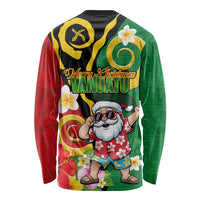 Vanuatu Christmas Long Sleeve Shirt Funny Santa with Namele and Boar Tusk Tribal - Polynesian Pride
