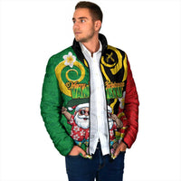 Vanuatu Christmas Padded Jacket Funny Santa with Namele and Boar Tusk Tribal - Polynesian Pride