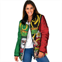 Vanuatu Christmas Padded Jacket Funny Santa with Namele and Boar Tusk Tribal - Polynesian Pride