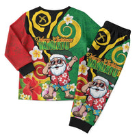 Vanuatu Christmas Pajama Set Funny Santa with Namele and Boar Tusk Tribal - Polynesian Pride