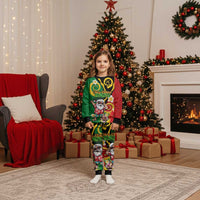 Vanuatu Christmas Pajama Set Funny Santa with Namele and Boar Tusk Tribal - Polynesian Pride