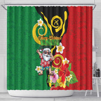 Vanuatu Christmas Shower Curtain Funny Santa with Namele and Boar Tusk Tribal LT03 - Polynesian Pride