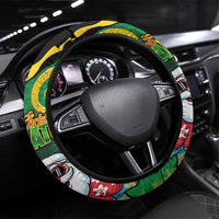 Vanuatu Christmas Steering Wheel Cover Funny Santa with Namele and Boar Tusk Tribal - Polynesian Pride
