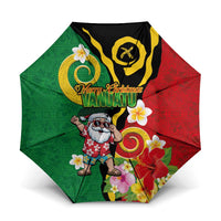 Vanuatu Christmas Umbrella Funny Santa with Namele and Boar Tusk Tribal LT03 One Size Folded 11.42 inch Opened Diameter 37.4 inch Green - Polynesian Pride