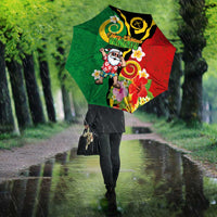 Vanuatu Christmas Umbrella Funny Santa with Namele and Boar Tusk Tribal LT03 - Polynesian Pride