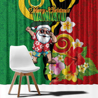Vanuatu Christmas Window Curtain Funny Santa with Namele and Boar Tusk Tribal - Polynesian Pride