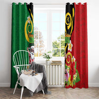 Vanuatu Christmas Window Curtain Funny Santa with Namele and Boar Tusk Tribal - Polynesian Pride