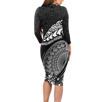 new-zealand-rugby-long-sleeve-bodycon-dress-maori-warrior-rugby-silver-fern-tribal-pattern