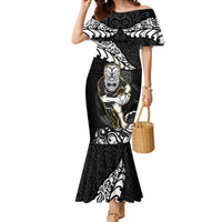 Custom New Zealand Rugby Mermaid Dress Maori Warrior Rugby Silver Fern Tribal Pattern LT03 Women Black - Polynesian Pride