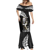 Custom New Zealand Rugby Mermaid Dress Maori Warrior Rugby Silver Fern Tribal Pattern LT03 - Polynesian Pride