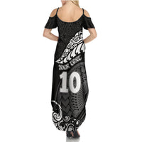 Custom New Zealand Rugby Summer Maxi Dress Maori Warrior Rugby Silver Fern Tribal Pattern LT03 - Polynesian Pride