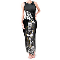 Custom New Zealand Rugby Tank Maxi Dress Maori Warrior Rugby Silver Fern Tribal Pattern LT03 Women Black - Polynesian Pride